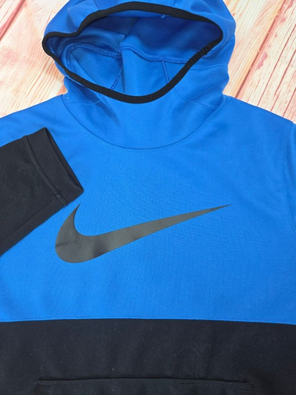 Nike Dri-Fit Blue & Black Colorblock Hoodie Medium